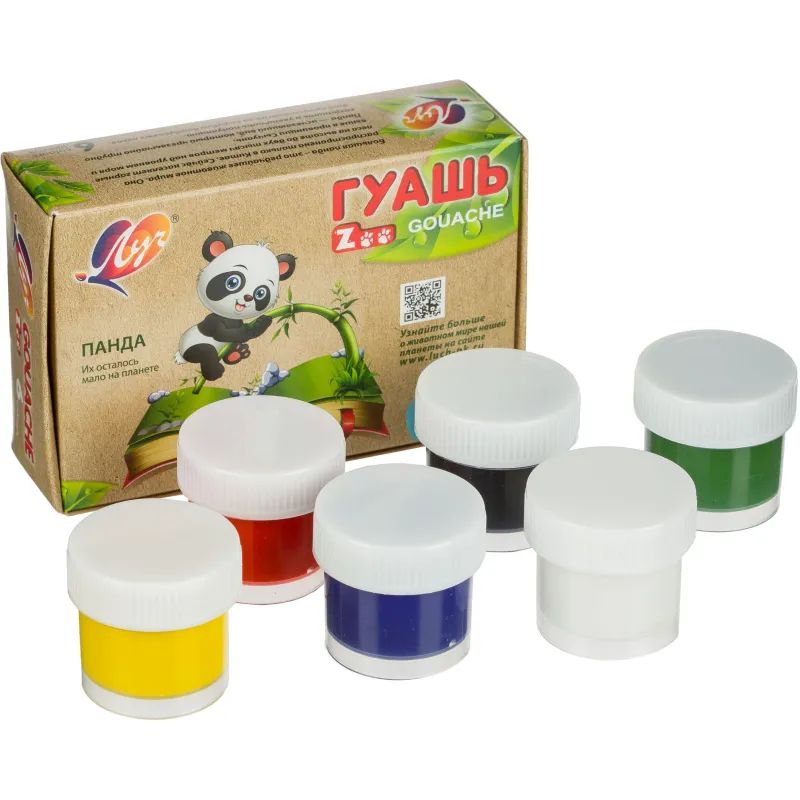 Гуашь 6цв.,Луч Zoo,банка 15 мл