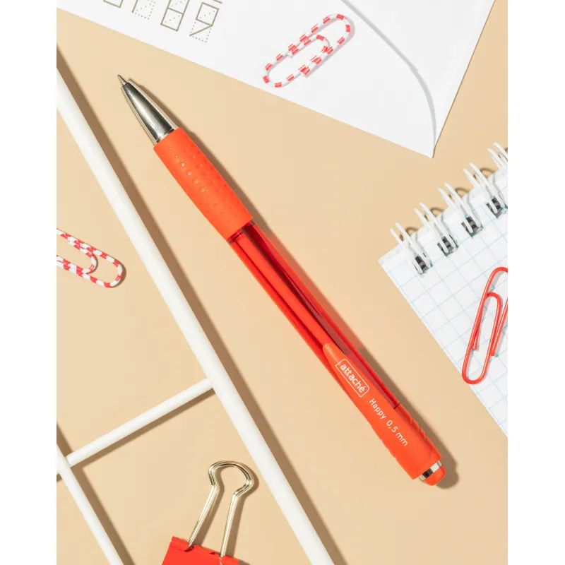 Ручка шариковая автомат. Attache Happy,красный корп,син,масл,манж