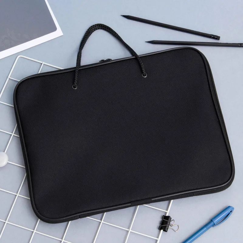 Папка-портфель на молнии с ручками офисн. А4 черная, нейлон 85-41 Россия