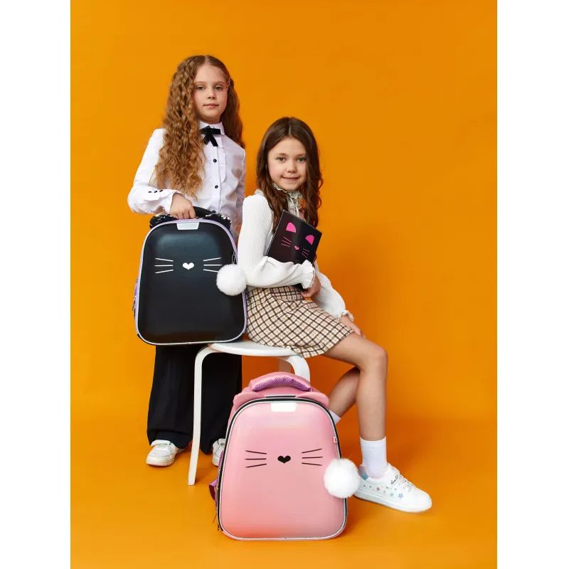 Ранец Комус Класс Kitty black, 2 отд., эргоном. спинка, экокожа