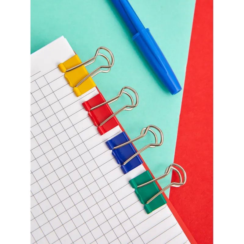 Зажимы для бумаг 19мм 12шт./уп. Комус цветные, картон