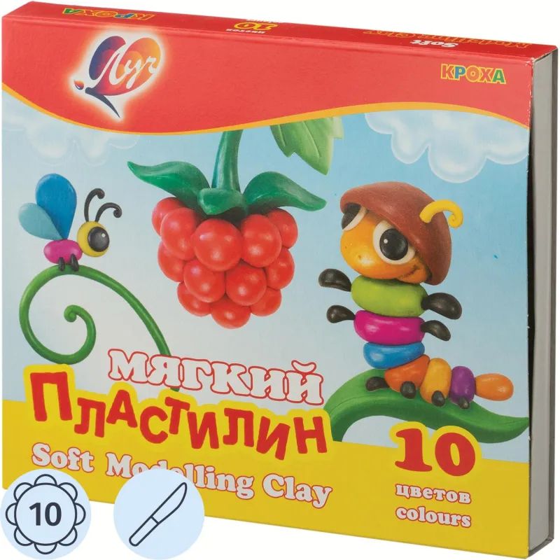 Пластилин воск. Луч Кроха 10цв 150гр со стеком