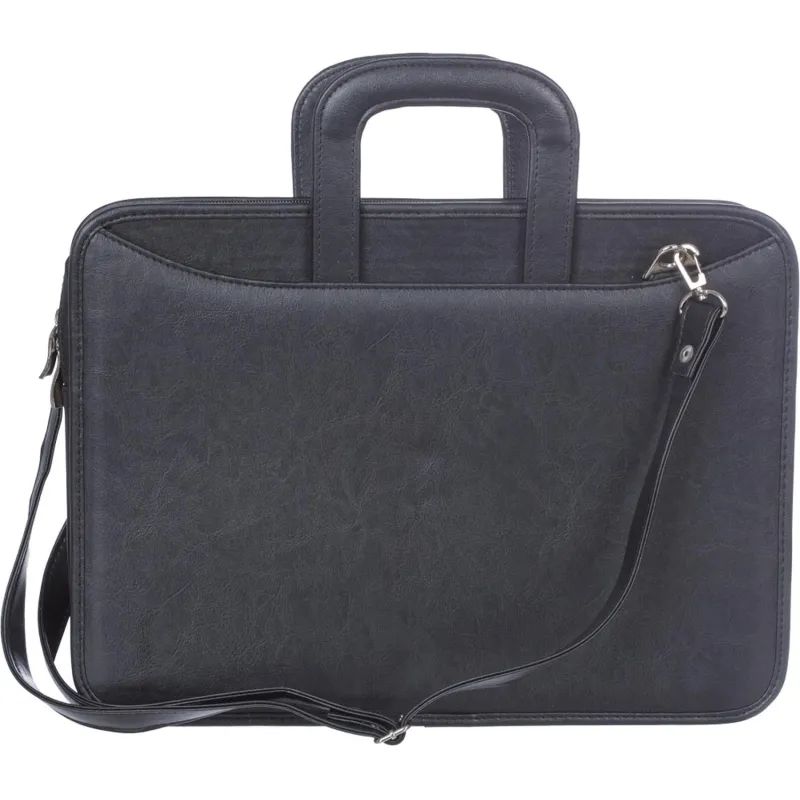 Портфель для документов кож/зам Карьера 360х310х120 мм  мод.162, черный