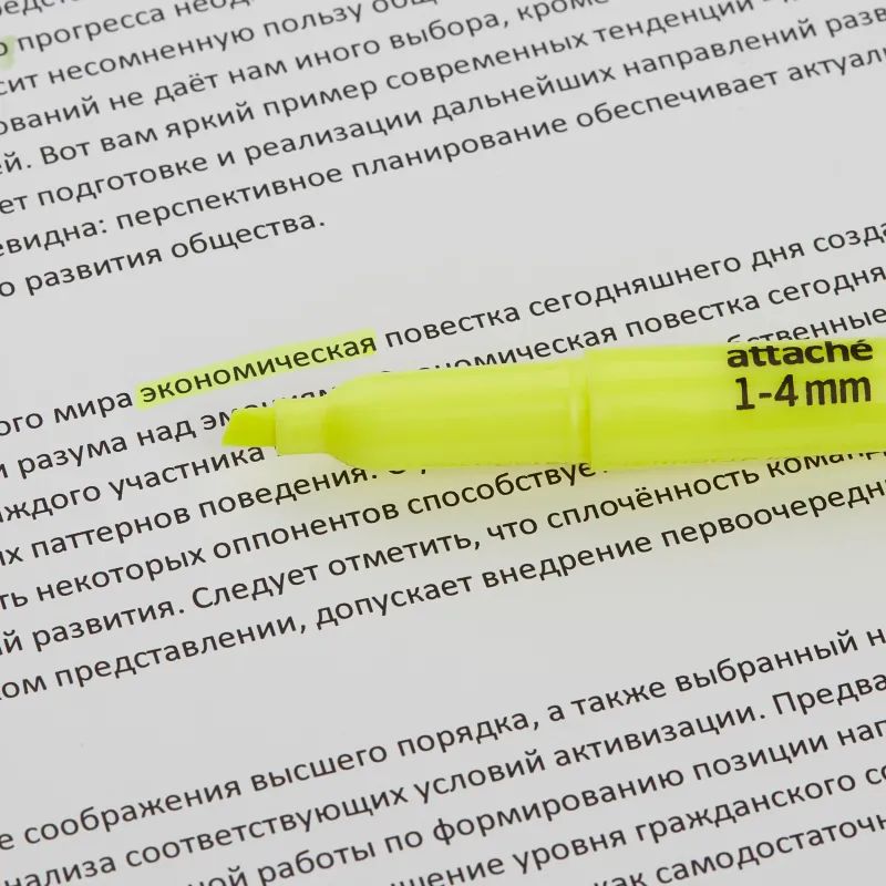 Маркер текстовыделитель желтый 1-3,9мм Attache