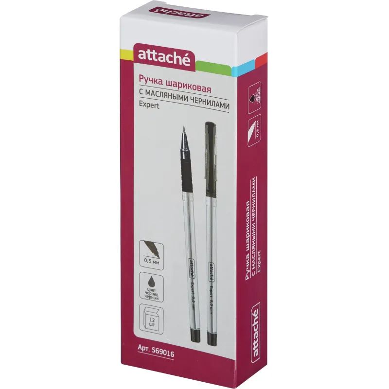 Ручка шариковая неавтомат. Attache Expert с манж, масл, черн.стерж