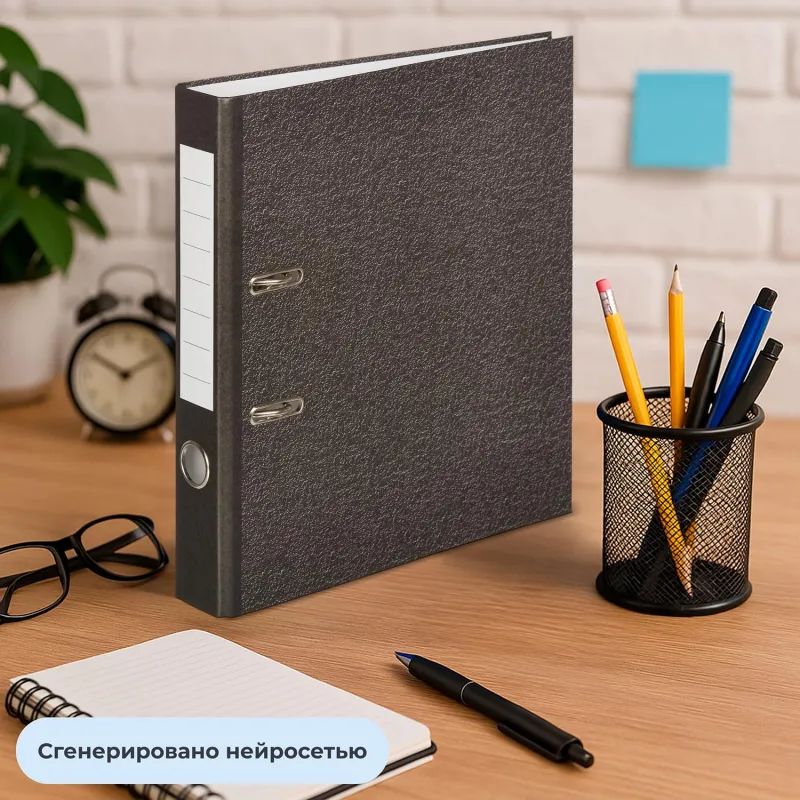 Папка-регистратор без угAttacheEconomy_50мм мрам ч/б,уп.10шт,бум/бум,крам.к