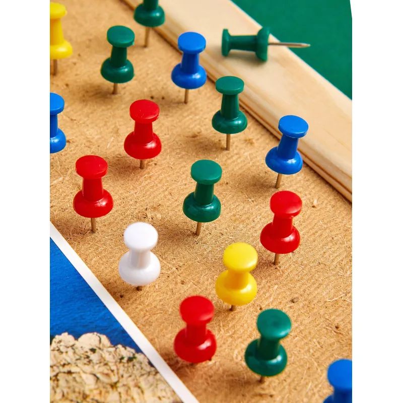 Кнопки силовые д/пробковых досок Комус,пластик.шляпка,ассорти,европ,25шт/уп