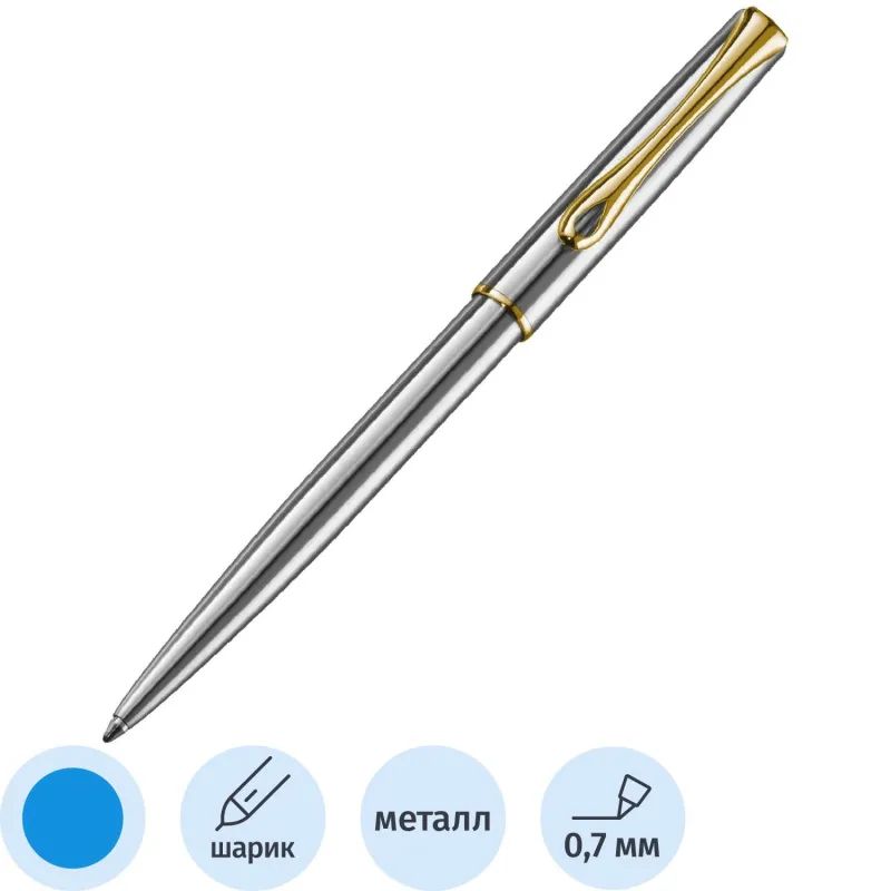 Ручка шариковая  DIPLOMAT Traveller stainless steel gold синий D10061109