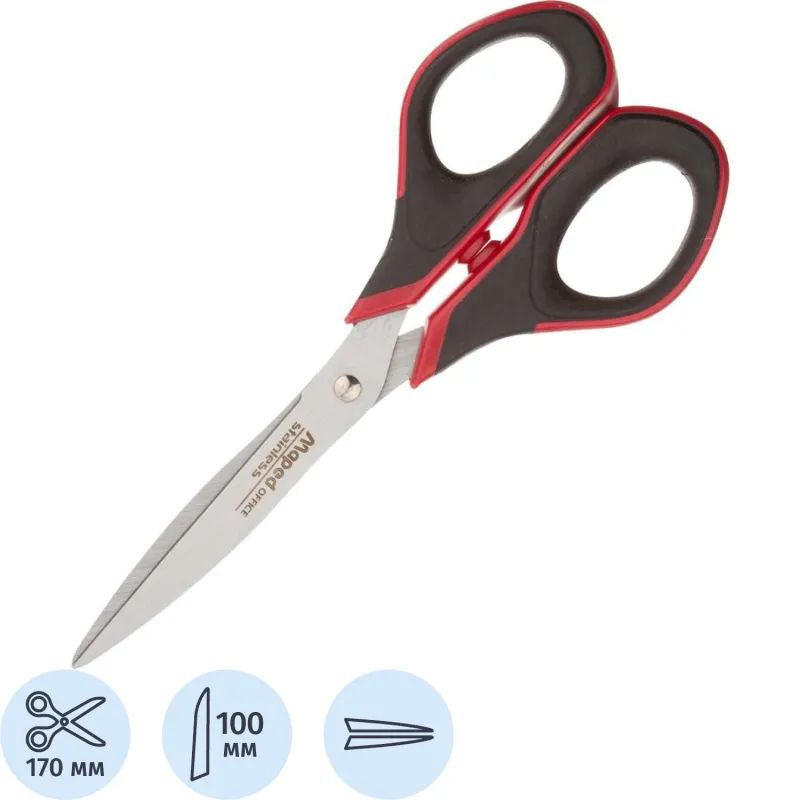Ножницы Maped ADVANCED SOFT GEL 170мм эргон.ручки,гел.встав,крас/чер,496210