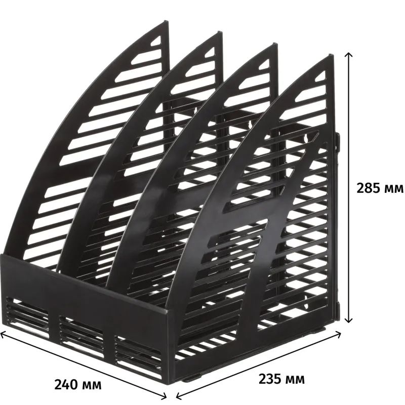 Лоток вертикальный Attache сборный 3 отделения черный, 240мм