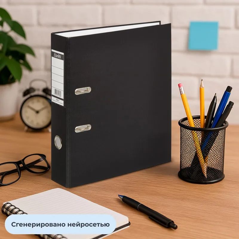 Папка-регистратор ECONOMY б/мет.уг,70мм,черный,ПБП1,карм.кор