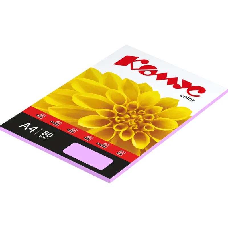 Бумага цветная Комус Color (лаванда пастель), 80г, А4, 50 л.
