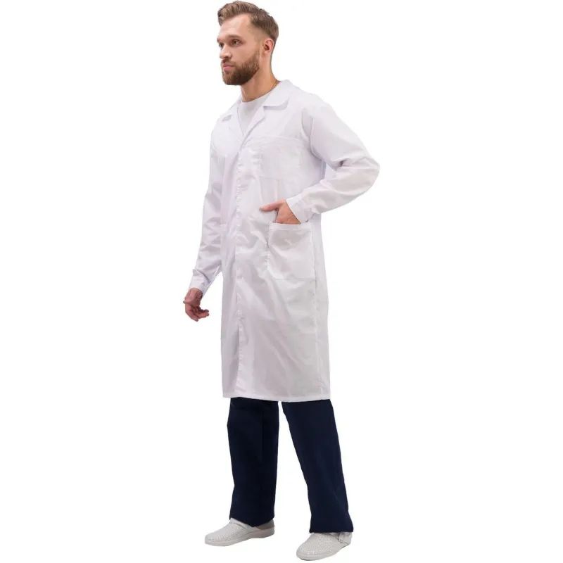 Халат для медицинского персонала муж. м04-ХЛ цв.бел. (р.52-54) 170-176