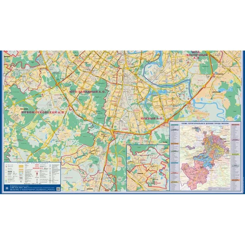 Карта настенная Москва современная 1:26 тыс., матовая ламинация