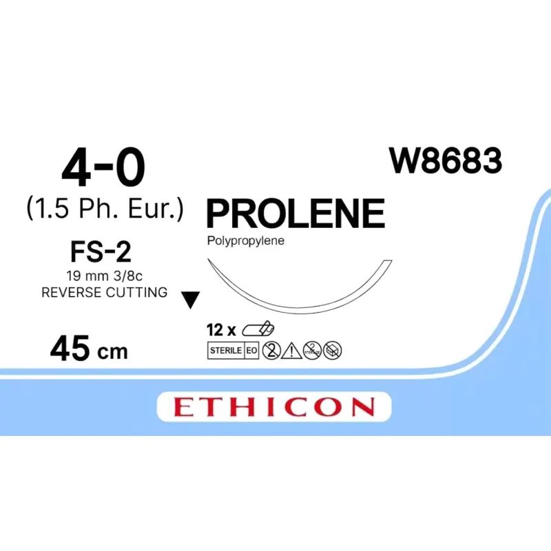 Шовный материал ПРОЛЕН 4/0, 45 см, обр.-реж. 19 мм, 3/8 W8683 12 шт./уп.