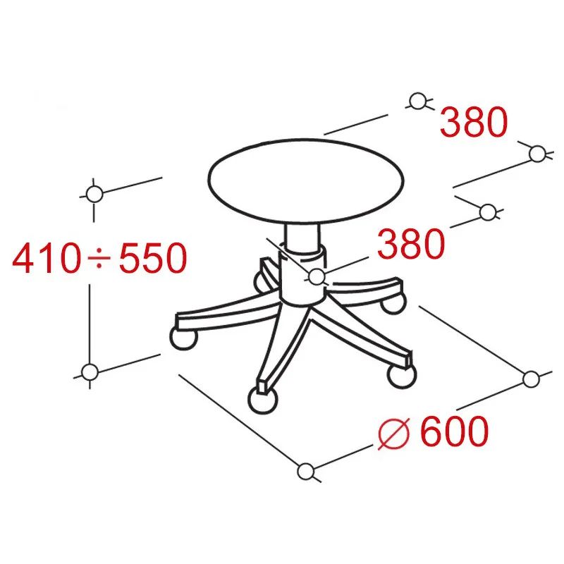 Табурет лабораторный UF2_Талли, кожзам черный, пластик