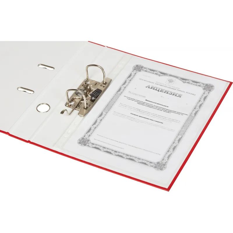 Папка-регистратор ECONOMY ,б/мет.уг,50мм,красн,ПБП1,карм.кор