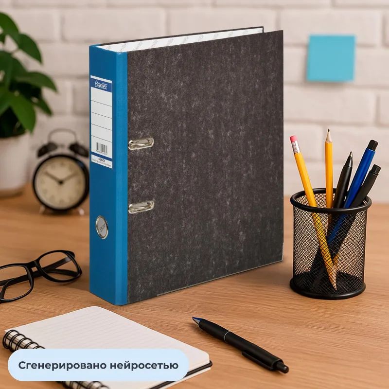 Папка-регистратор мрамор 70мм,син,бум/бум,карм.кор,мет.уг