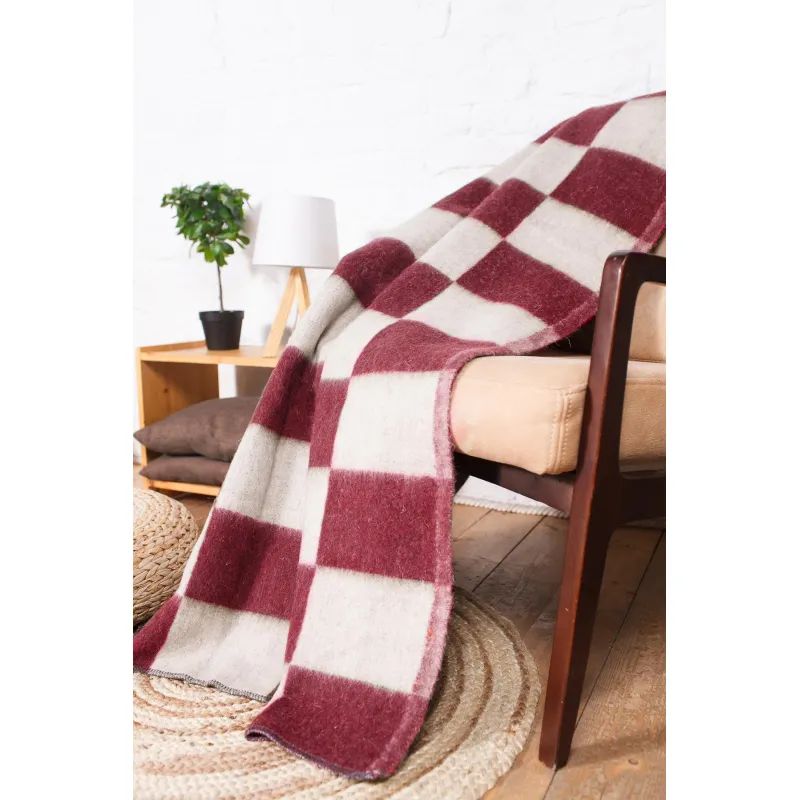 Одеяло 1,5-сп, Шуя С-105 ИЛШ клетка, шерсть 70%, ПЭ 30%, 500 гр/м2