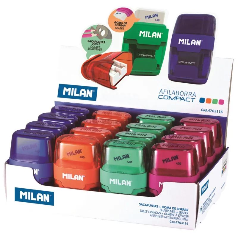 Ластик-точилка Milan Compact, в ассортименте