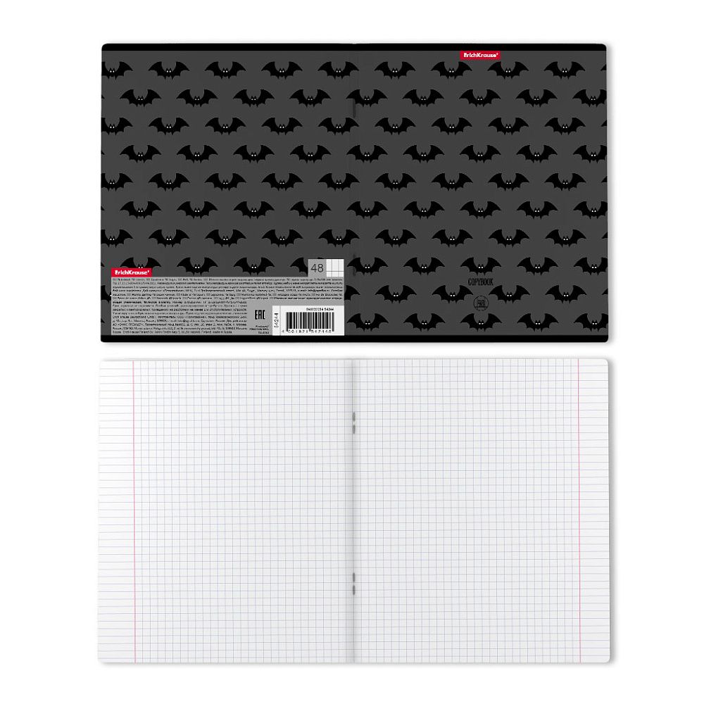 Тетрадь общая ученическая ErichKrause Bat Cave, 48 листов, клетка, выборочный УФ-лак