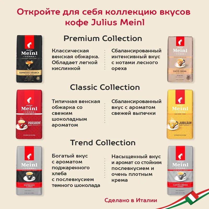 Кофе Julius Meinl Президент в зернах, 500 г (47)