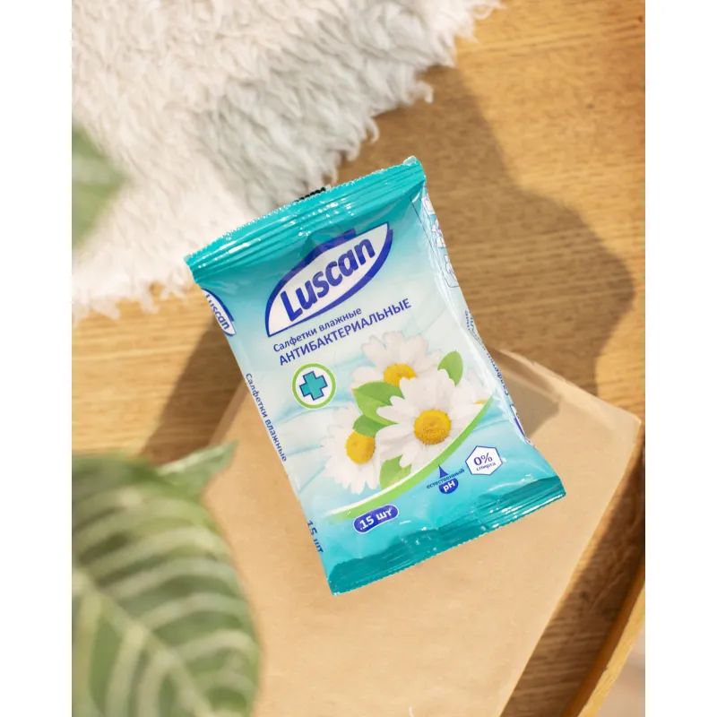 Салфетки влажные Luscan антибактериальные 15шт