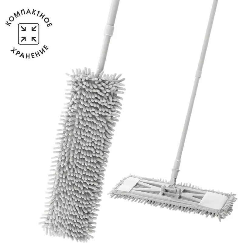 Швабра флаундер с насадкой из микрофибры (шенилл)