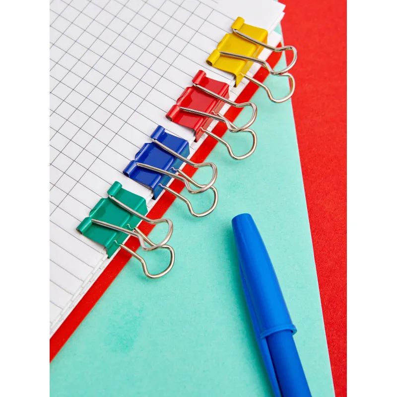 Зажимы для бумаг 19мм 12шт./уп. Комус цветные, картон