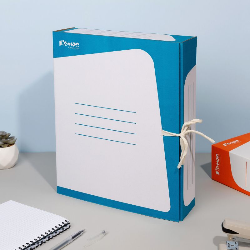 Короб архивный Комус гофрокартон, 75мм, бирюзовый корешок