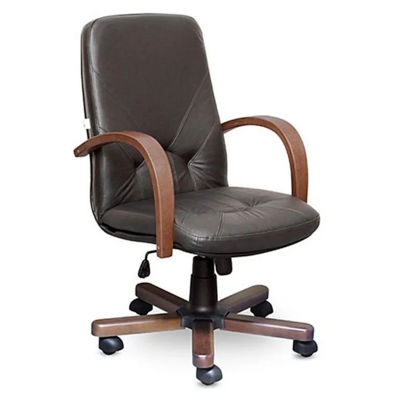 Кресло UP_Менеджер/Комо/К дерево Н5, кожа чёрная К-01