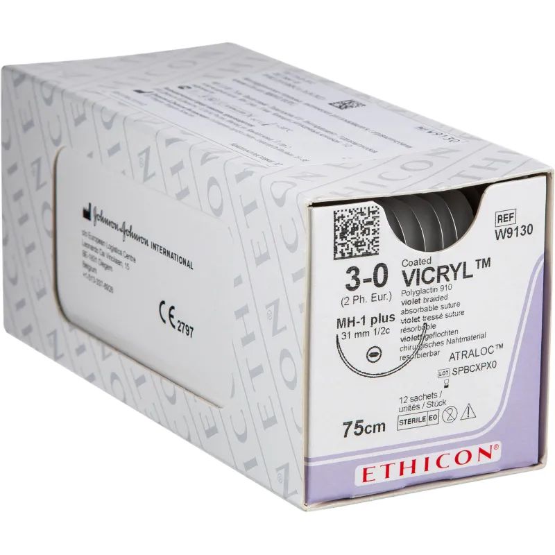Шовный материал ВИКРИЛ 3/0, 75 см, кол. 31 мм, 1/2 W9130 12 шт./уп.