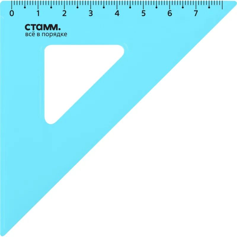 Треугольник 7 см угол 45 градусов пластик ТК-22 цвет ассорти