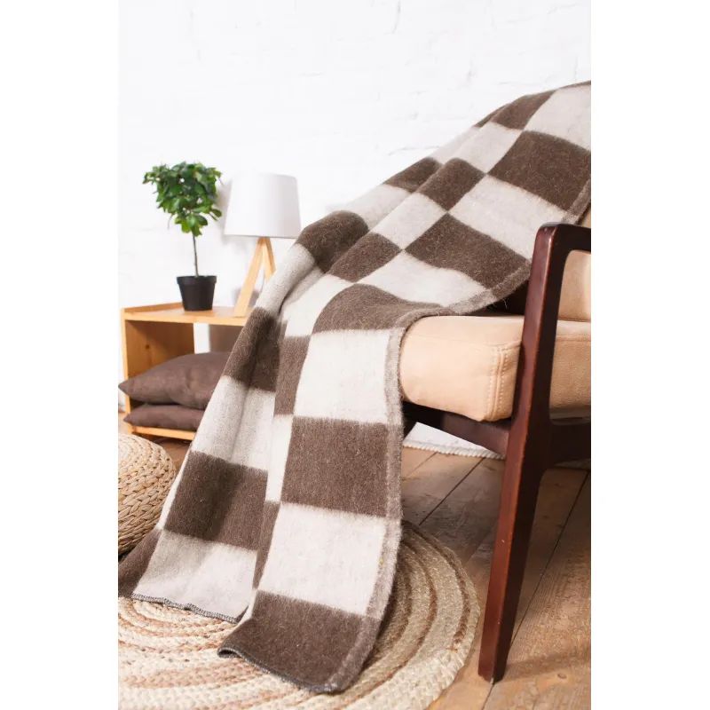 Одеяло 1,5-сп, Шуя С-105 ИЛШ клетка, шерсть 70%, ПЭ 30%, 500 гр/м2