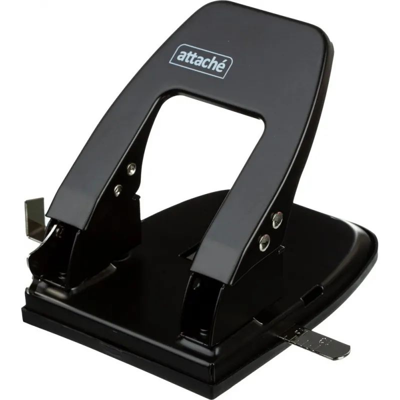 Дырокол Attache до 30 листов, с линейкой, цвет черный