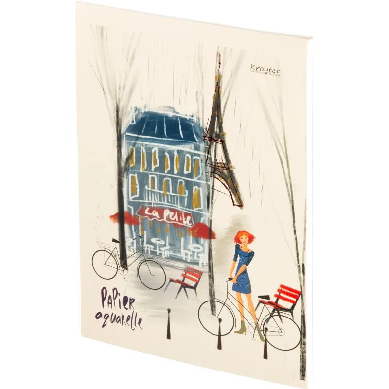 Альбом для рисования акварелью Kroyter 40л,склей А4,Город,фольга,60120