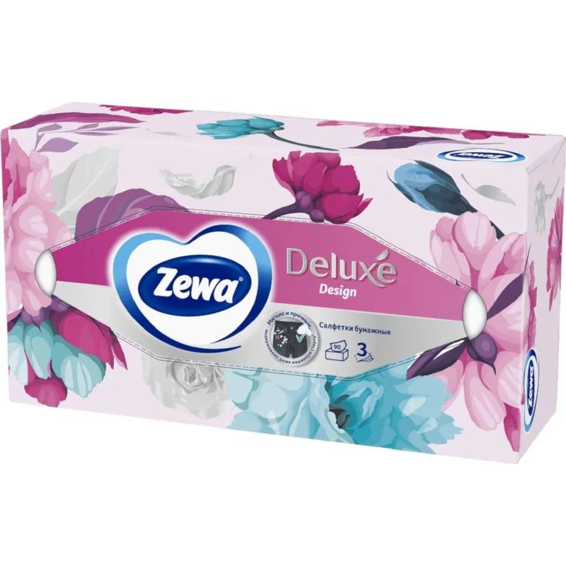 Салфетки косметические ZEWA-Deluxe 28420/3849 3-сл.90шт./уп.