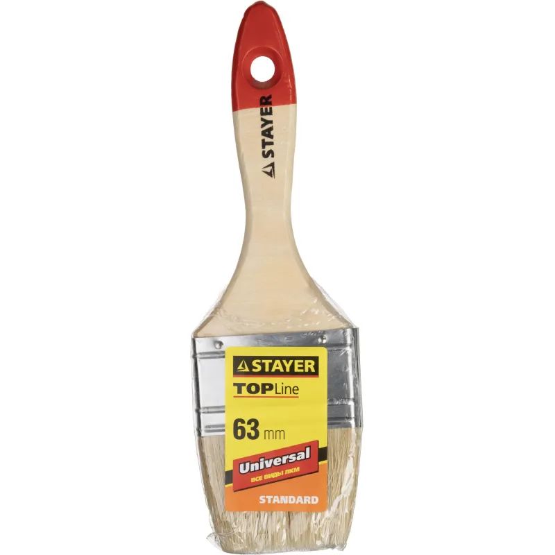 Кисть плоская 2,5&quot;/63 мм, натур.щетина STAYER 0101-063