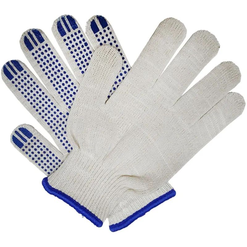 Перчатки защитные трикотажные ПВХ Точка 6 нитей 62г 10 класс ручной оверлок
