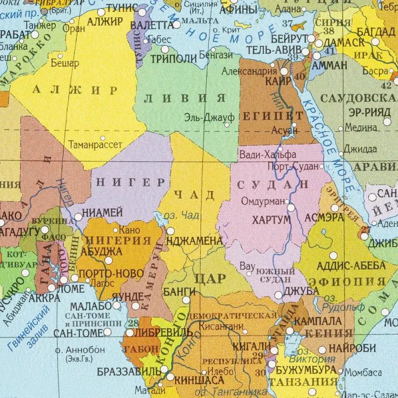 Коврик на стол Attache 38x58см Политическая карта мира черный  2129.1