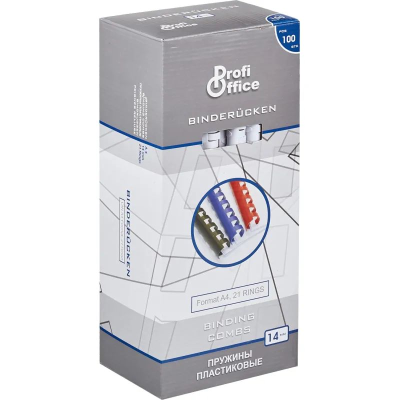 Пружины для переплета пластиковые ProfiOffice 14мм, белые 100шт/уп.