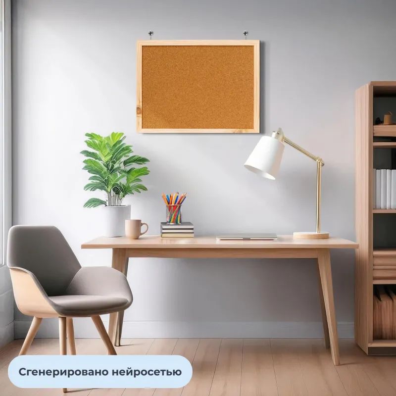 Доска пробковая 30х40 Элементари, деревян.рама