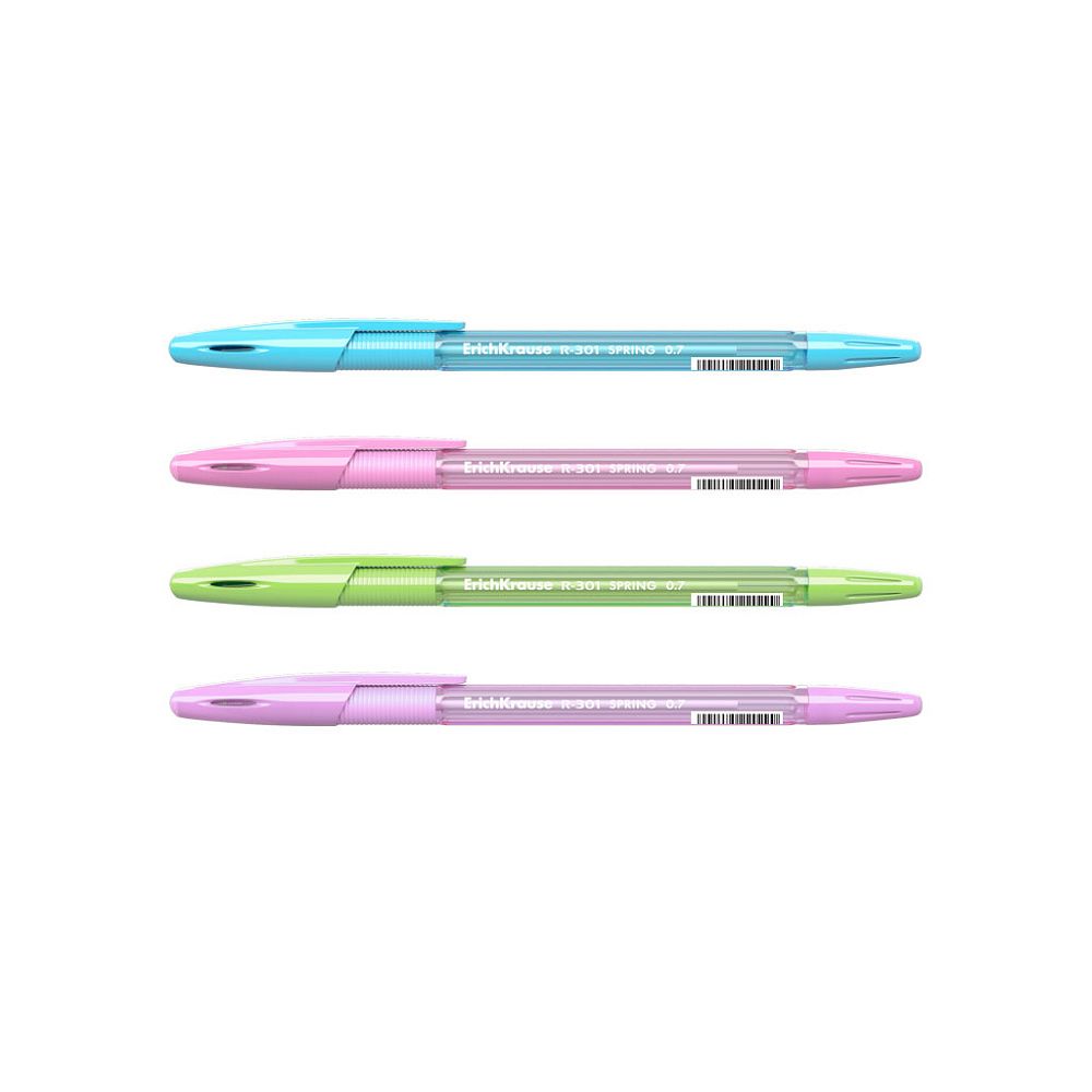 Ручка шариковая ErichKrause R-301 Stick&Grip Spring 0.7, цвет чернил синий