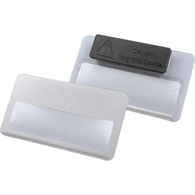 Бейдж с окном для сменной информации магнит,70x40 мм серебрист