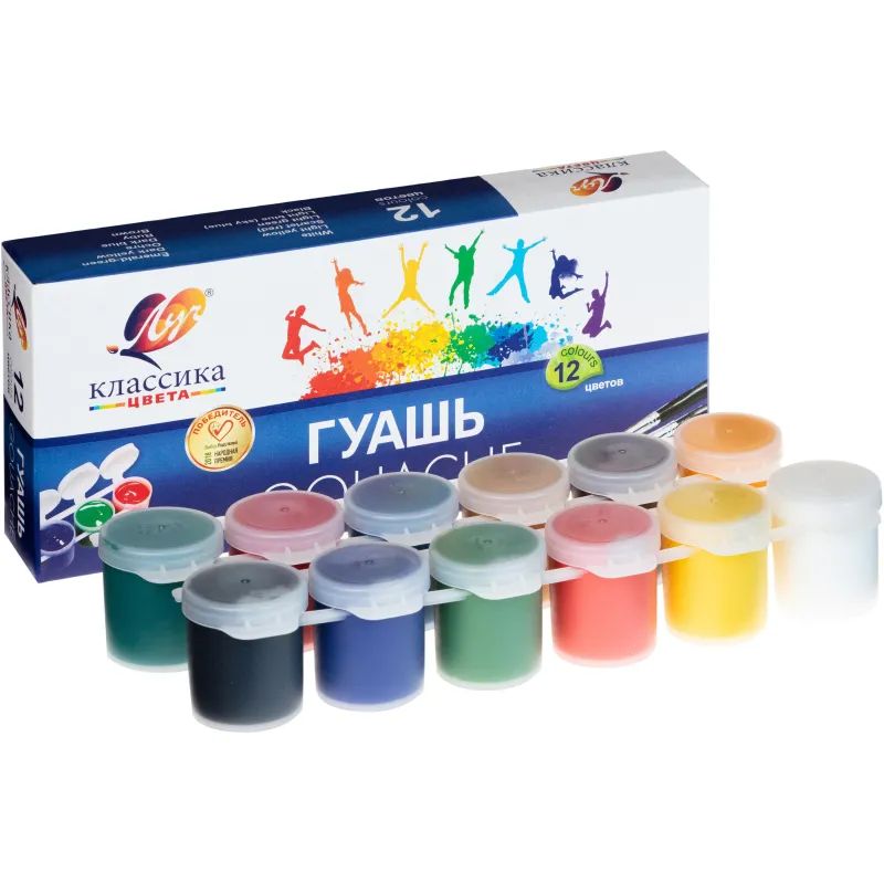 Гуашь Классика Луч 12 цв., 320 г,  блок-тара, 21С 1376-08