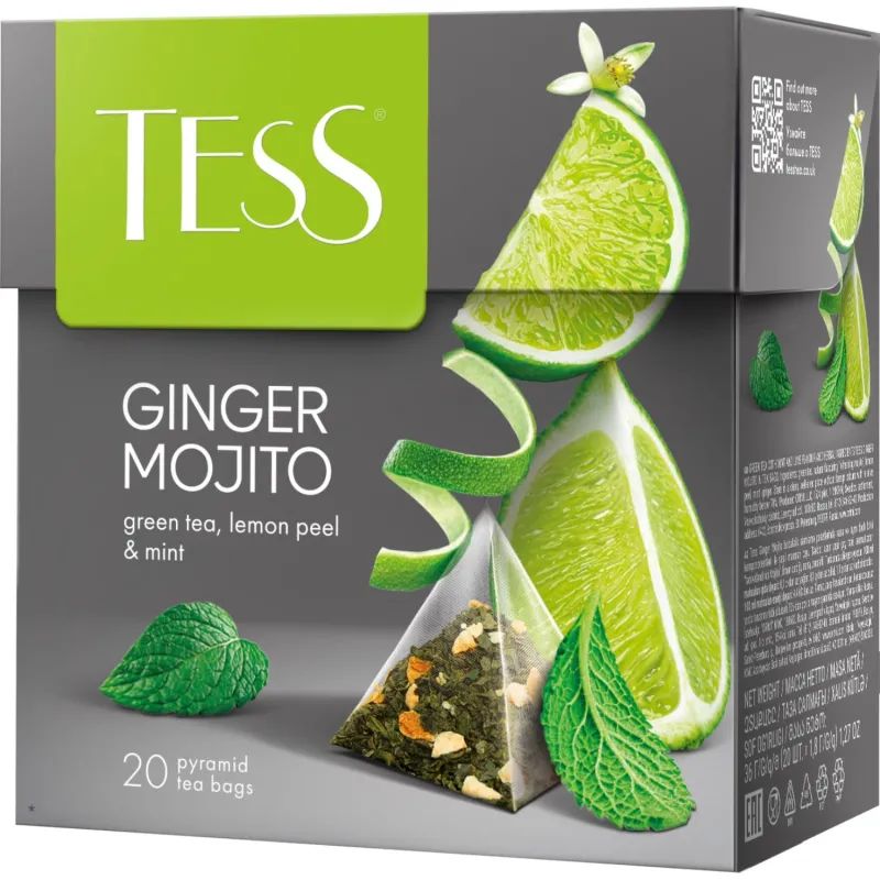 Чай TESS GINGER MOJITO зеленый пирамидки 20шт
