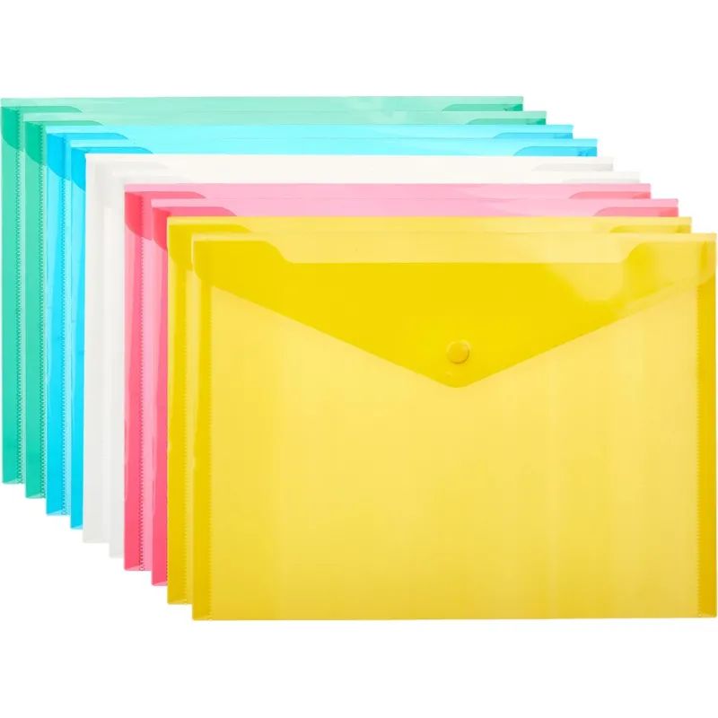 Папка-конверт на кнопке В5, 282x209мм, 180 мкм, Attache  ассорти, 10шт.уп