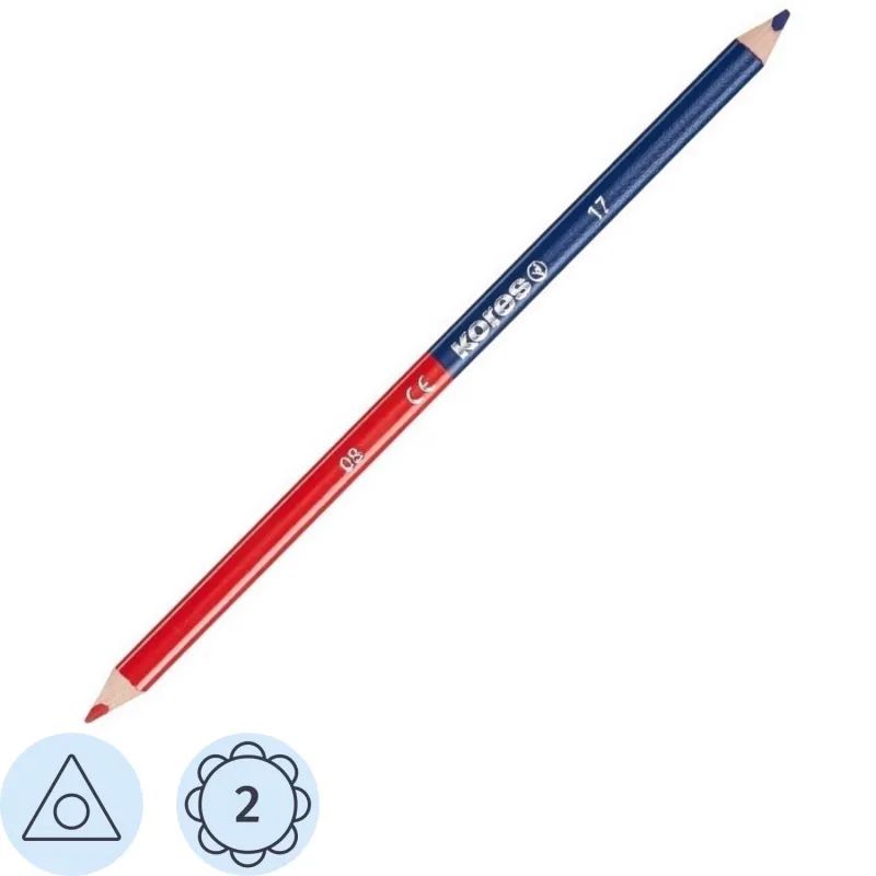 Карандаши цветные 2цв 3-гран,двустор Kores 94871.01