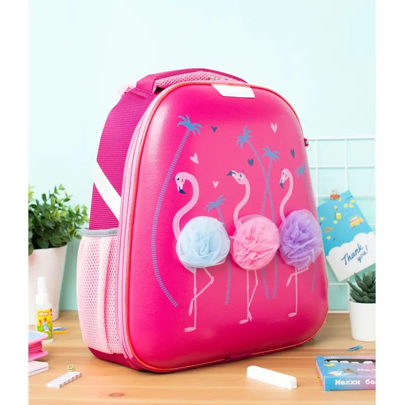 Ранец Basic Flamingo,2 отд., эргоном. спинка, экокожа, светящ.кант