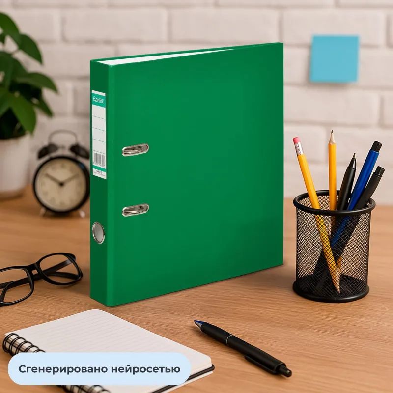 Папка-регистратор ECONOMY,б/мет.уг,50мм, зел,ПБП1,карм.кор